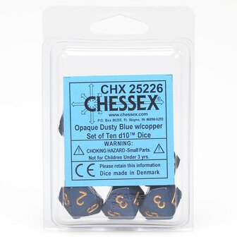 CHX 25226  Chessex Dice Set Dusty Blue With Gold 