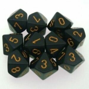 CHX 25228 Chessex Dice Set Black With Gold 