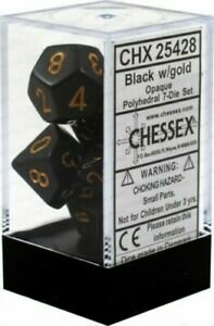 CHX 25428 Chessex Dice Set Opa Poly Black/Gold 