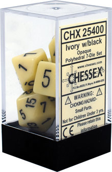 CHX 25400 Chessex Dice Set Opa Poly Ivory/Black 