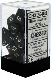 CHX 25408 Chessex Dice Set Opa Poly Black/White 
