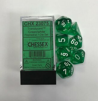 CHX 23075 Chessex Dice Set Translucent Green/white Polydice 