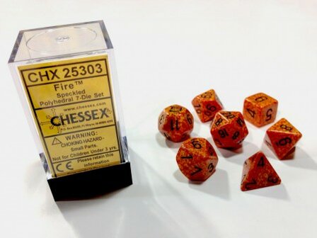 CHX 25303 Chessex Dice Set Fire Speckled Polydice 