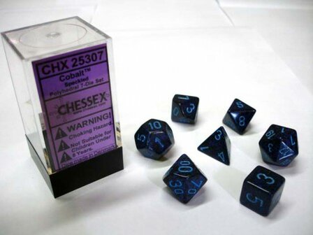CHX 25307 Chessex Dice Set Cobalt Speckled Polydice 