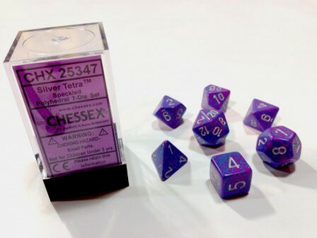 CHX 25347 Chessex Dice Set Silver Tetra Speckled 