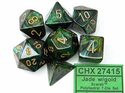  CHX 27415 Chessex Dice Set Scarab Jade/gold Polydice