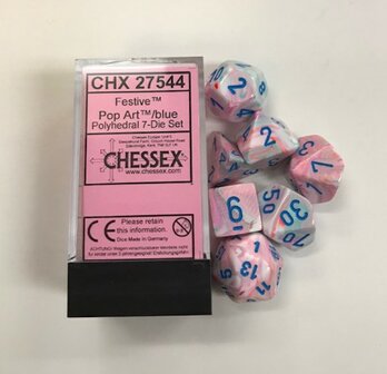 CHX 27544 Chessex Dice Set Festive Pop Art/blue Polydice 