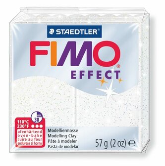 Fimo Effect Boetseerklei Glitter Wit 052