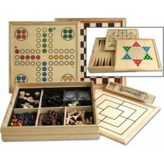 Houten spellen cassette 10-in-1