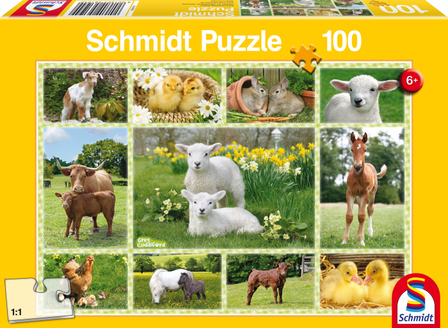 Schmidt Puzzel Jonge Boerderijdieren 100 stukjes