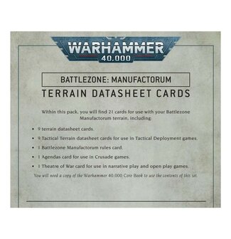 Warhammer 40,000 Battlezone: Manufactorum &ndash; Terrain Datasheet Cards