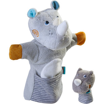 HABA Handpop Neushoorn met baby