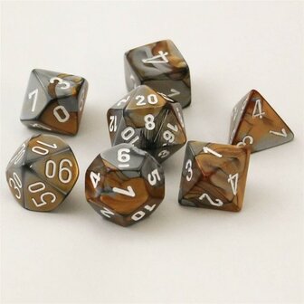 CHX 26424 Chessex Gemini Copper-Steel/white Polydice Dobbelsteen Set 