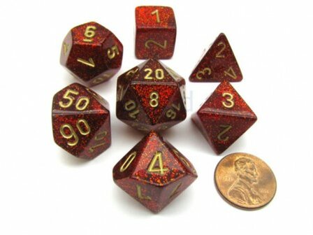   CHX 27504 Chessex Glitter Ruby red/gold Polydice Dobbelsteen Set