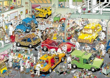 Puzzel Jan van Haasteren - In de Autospuiterij