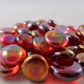 Chessex Gaming Glass Stones in Tube - Iridized Crystal Red