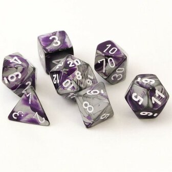 CHX 26432 Chessex Dice Set Purple-Steel/White