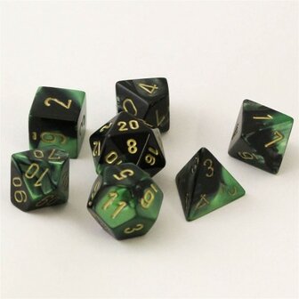 CHX 26439 Chessex Dice Set Black-Green/Gold