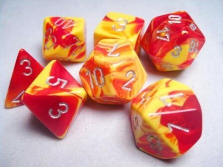 CHX 26450 Chessex Dice Set Red-Yellow w/Silver