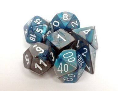 CHX 26456 Chessex Dice Set Steel-Teal w/White