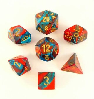 CHX 26462 Chessex Dice Set Red-Teal/Gold