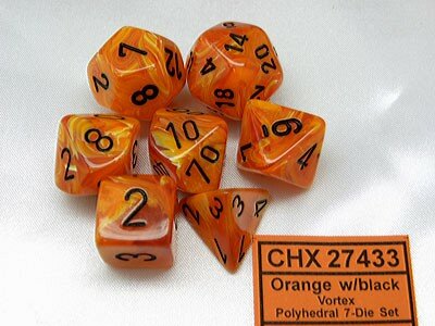CHX 27433 Vortex Orange/black Polydice Dobbelsteen Set 