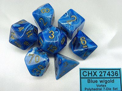 CHX 27436 Vortex Blue/gold Polydice Dobbelsteen Set 