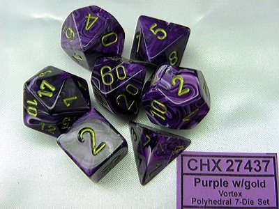 CHX 27437 Vortex Purple/gold Polydice Dobbelsteen Set 