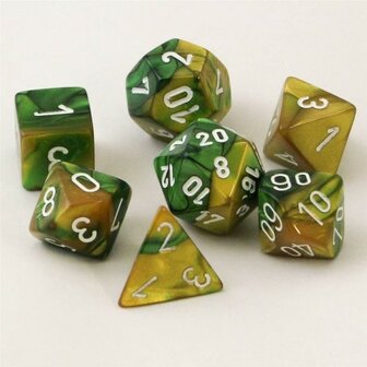 CHX 26425 Gemini Gold-Green/white Polydice Dobbelsteen Set 