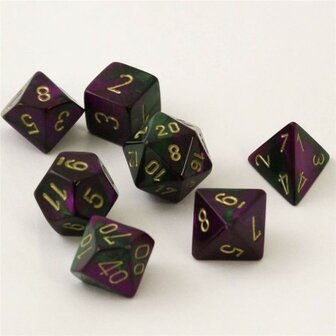 CHX 26434 Gemini Green-Purple/gold Polydice Dobbelsteen Set