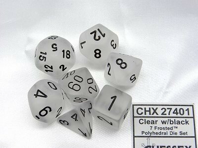 CHX 27401 Frosted Clear/black Polydice Dobbelsteen Set