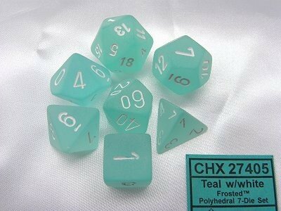 CHX 27405 Frosted Teal/white Polydice Dobbelsteen Set