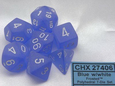 CHX 27406 Frosted Blue/white Polydice Dobbelsteen Set