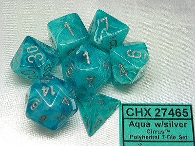 CHX 27465 Cirrus Aqua/silver Polydice Dobbelsteen Set