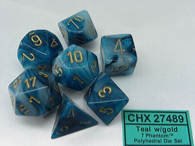 CHX 27489 Phantom Teal/gold Polydice Dobbelsteen Set