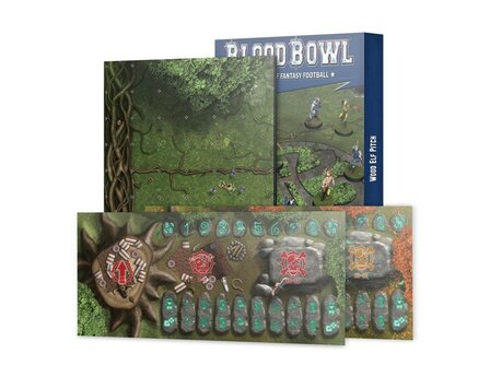 Warhammer Blood Bowl Wood Elf Pitch &ndash; Double-sided Pitch and Dugouts Set