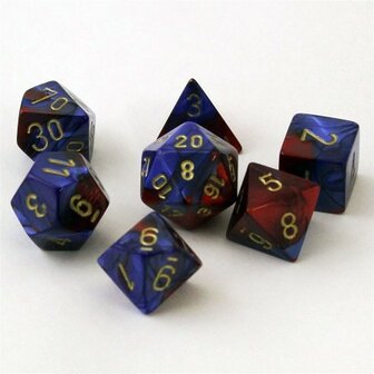 CHX 26429 Gemini Blue-Red/gold Polydice Dobbelsteen Set