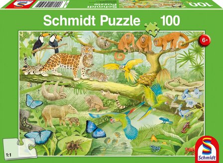 Schmidt Puzzel Dieren in de Jungle, 100 stukjes