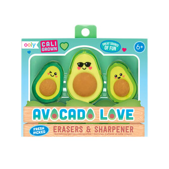 Ooly &ndash; Avocado Love Eraser and Sharpener &ndash; Set of 3