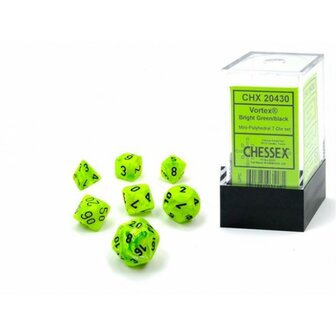 CHX 20430 Vortex Mini-Polyhedral Bright Green/black Dobbelsteen Set (7 stuks)