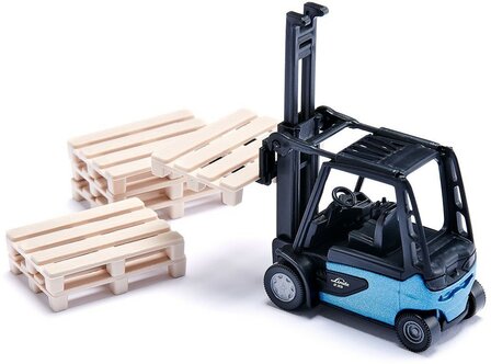 Siku cadeauset bouwplaats incl. vrachtwagen heftruck wiellader 6 pallets 2 verkeersborden metaal/kunststof geel/blauw bewegende delen