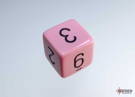CHX 25464 Opaque Pastel Pink/black Polydice Dobbelsteen Set (7 stuks)