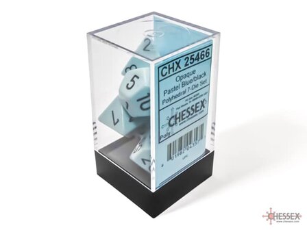 CHX 25466 Opaque Pastel Blue/black Polydice Dobbelsteen Set (7 stuks)