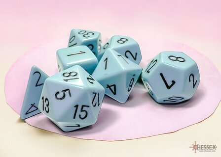 CHX 25466 Opaque Pastel Blue/black Polydice Dobbelsteen Set (7 stuks)