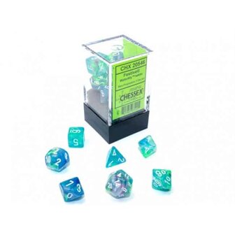 CHX 20546 Festive Mini-Polyhedral Waterlily/white Dobbelsteen Set (7 stuks)