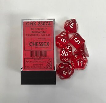 CHX 23074 Translucent Red/white Polydice Dobbelsteen Set (7 stuks)