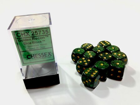 CHX 25735 Golden Recon Speckled D6 16mm Dobbelsteen Set (12 stuks)