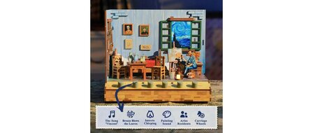 DIY 3D Houten Puzzel met 6 verschillende geluidseffecten, Miniature House Vincent&rsquo;s Bedroom