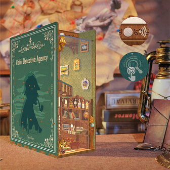 DIY Book Nook Boekensteun Violin Detective Agency inclusief Dust-cover, Tone-Cheer, 