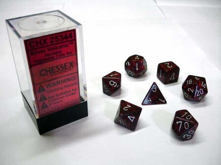 CHX 25344 Silver Volcano Speckled Polydice Dobbelsteen Set (7 stuks)